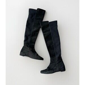 Camper Serena Black Suede Over The Knee Boots Size 38 Zip Hidden Wedge